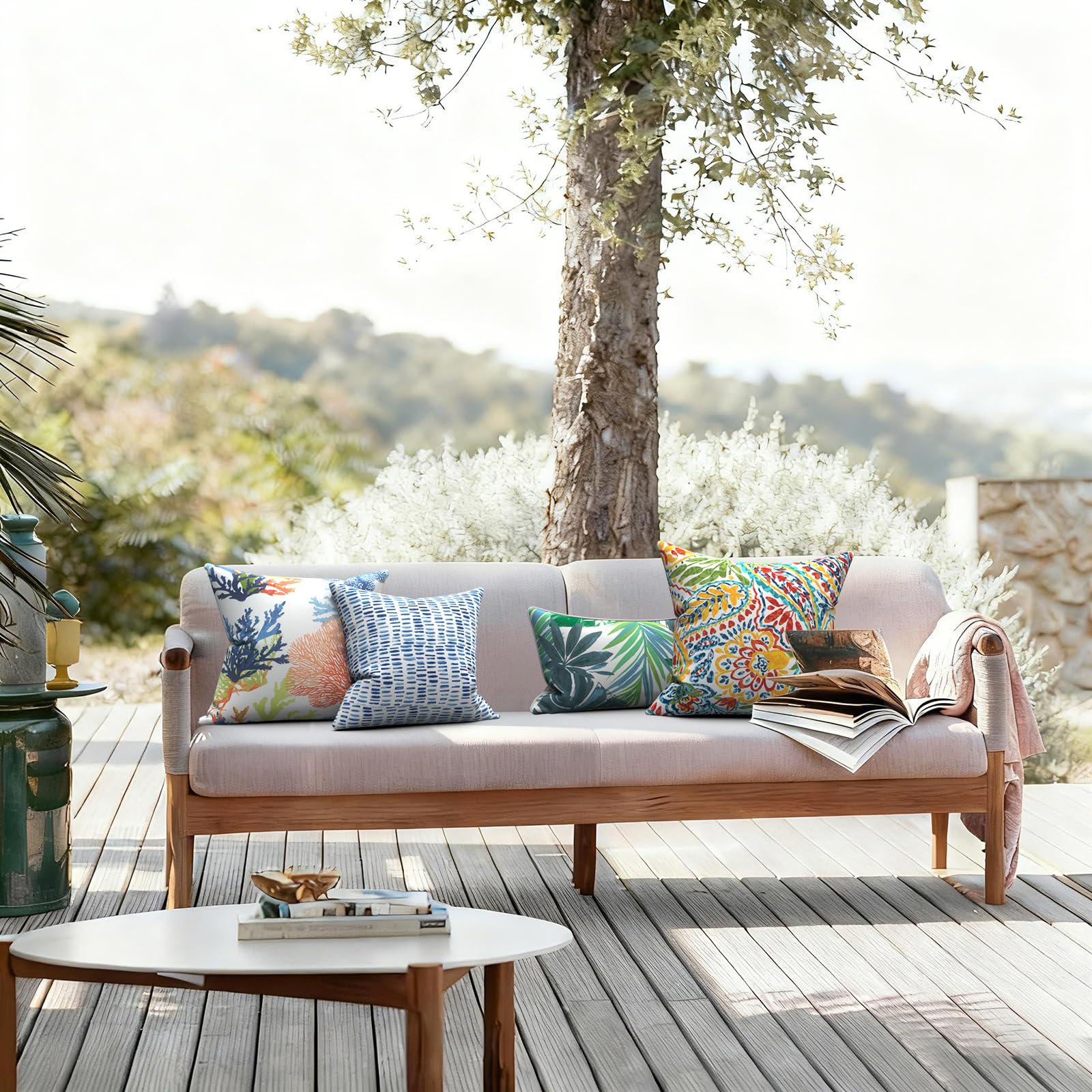 Vacuum-packed LVTXIII Outdoor Throw Pillows ready for use