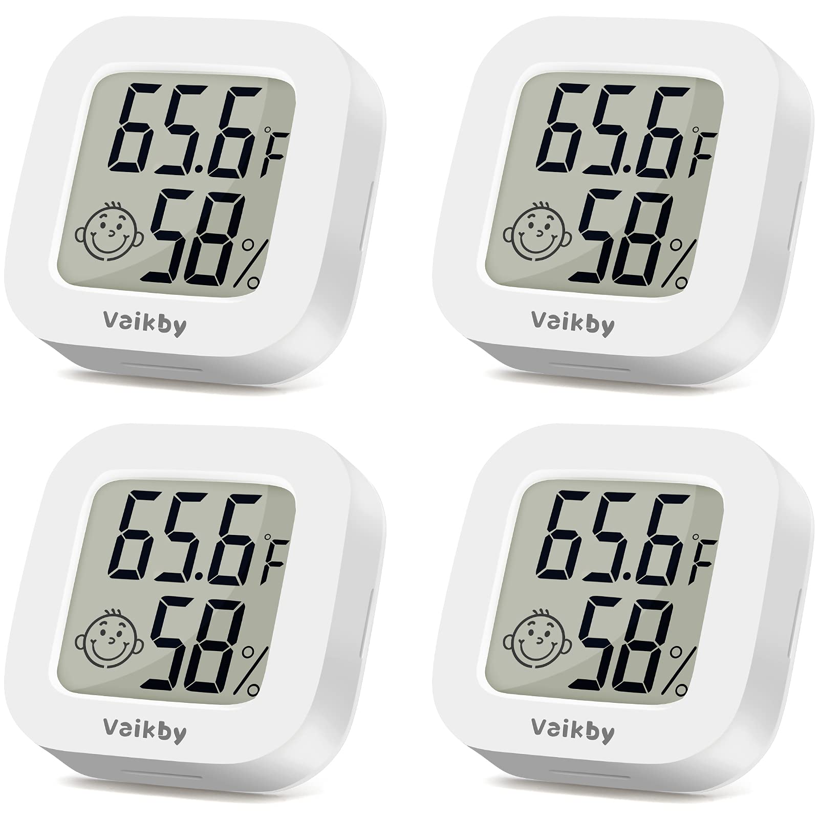 Vaikby Indoor Thermometer 4-Pack with clear LCD display