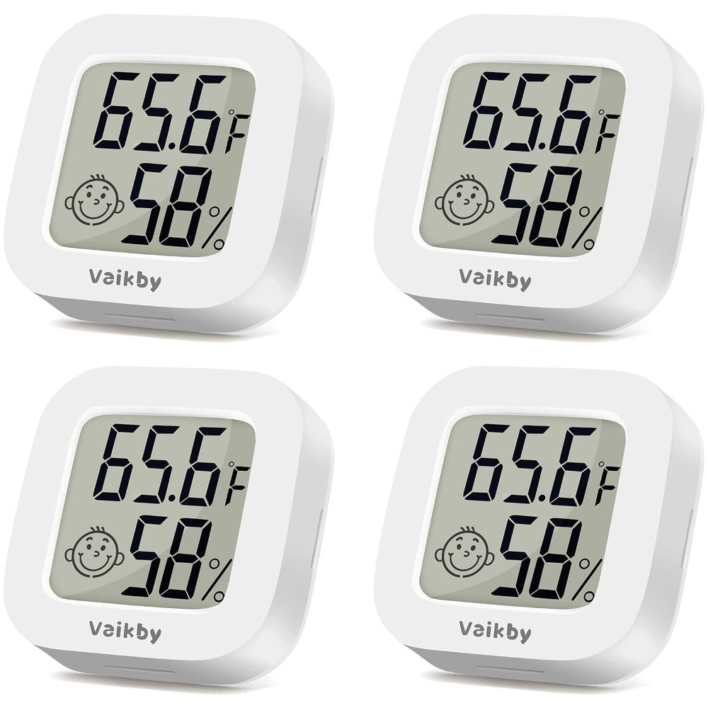 Vaikby Indoor Thermometer 4-Pack with clear LCD display