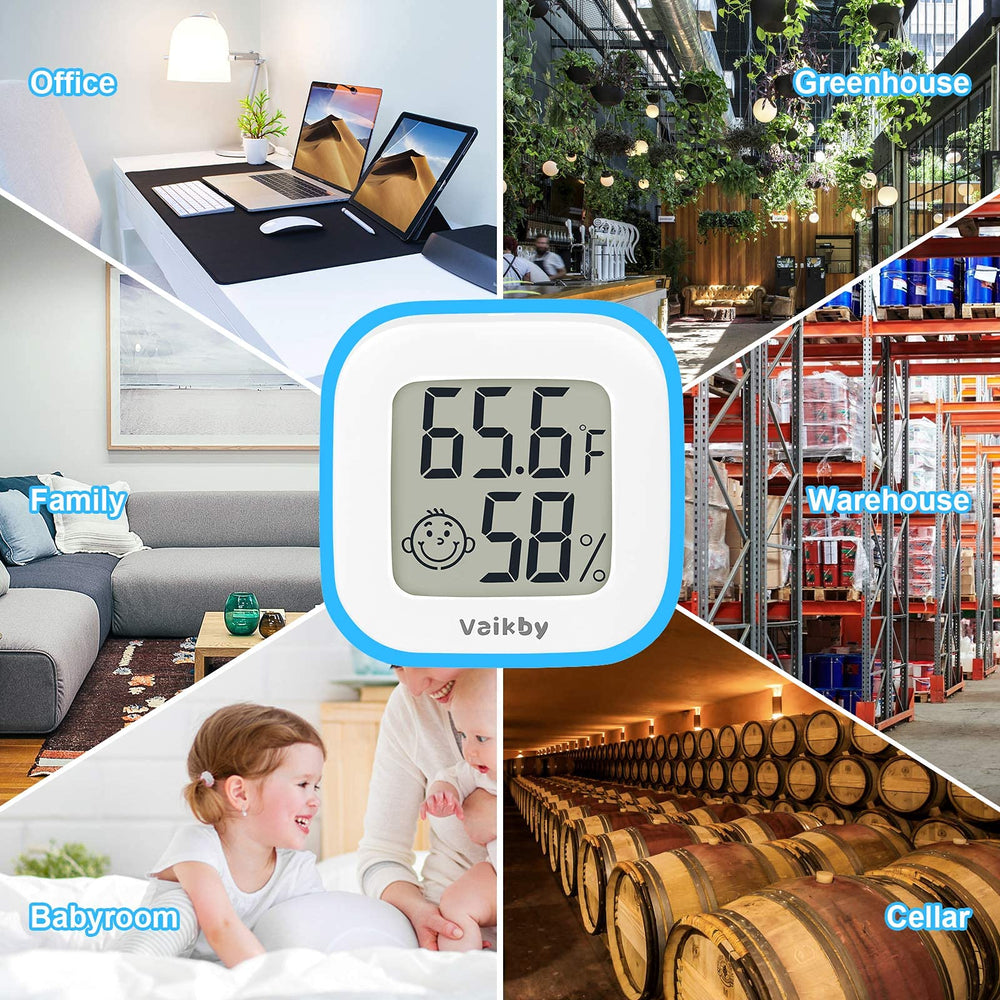 Vaikby thermometer with visible comfort level emoji indicator