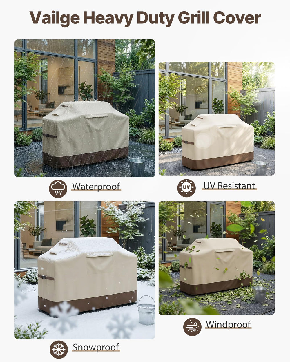 Vailge grill cover demonstrating waterproof features