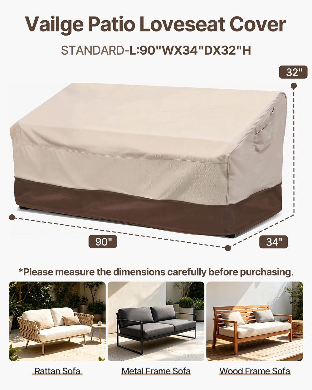 Vailge Loveseat Cover side view with elastic hem