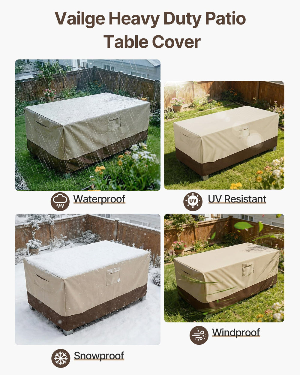 Vailge Outdoor Table Cover in a garden setting