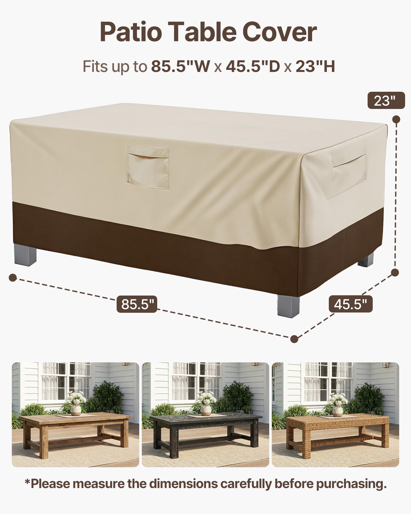 Vailge outdoor table cover with padded handles