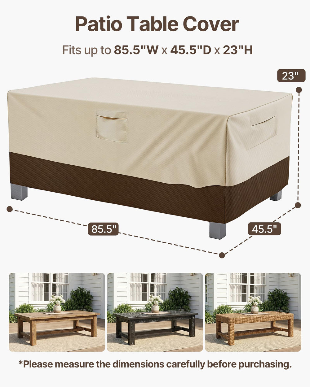 Vailge outdoor table cover with padded handles