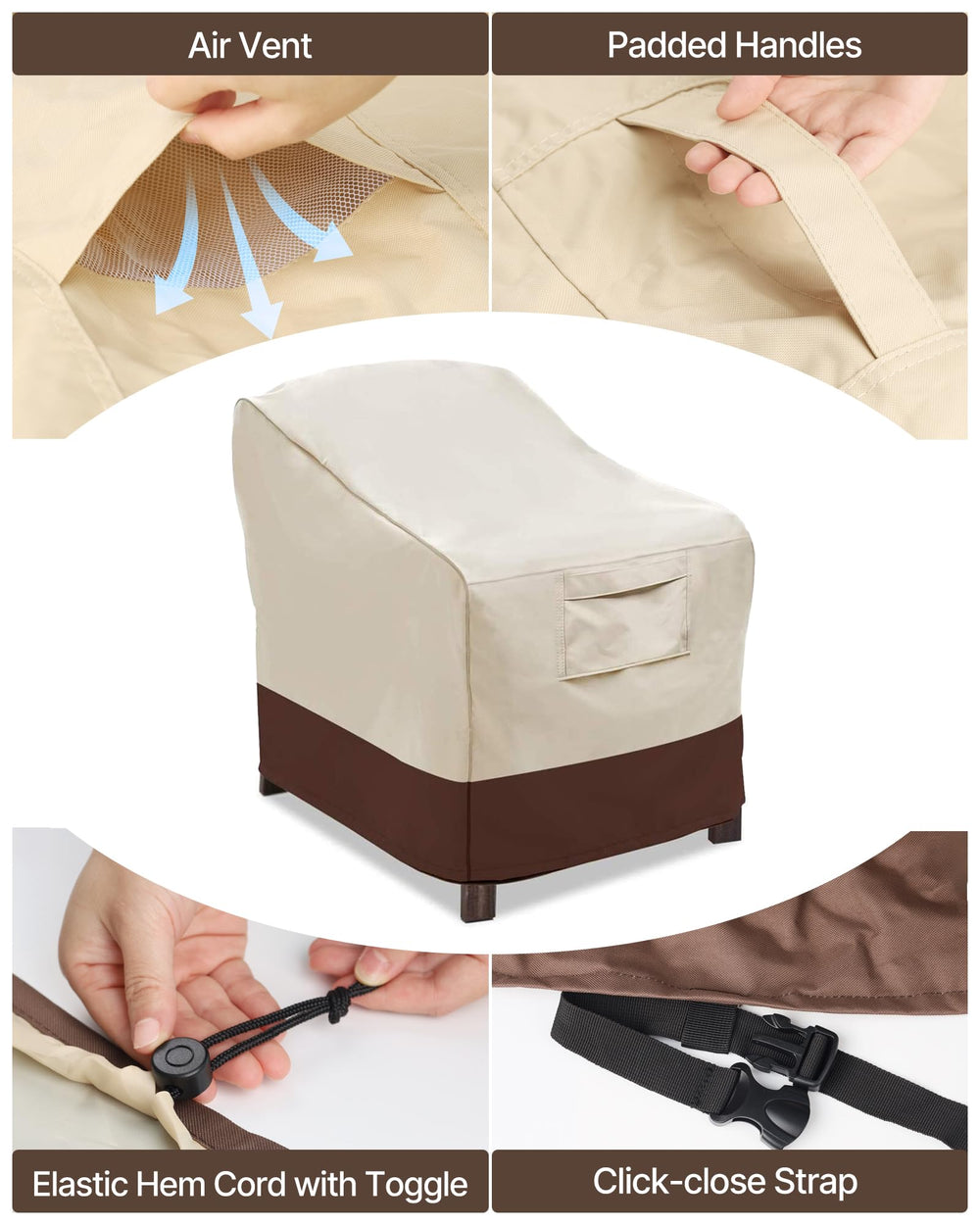 Vailge Patio Chair Cover dimensions 38"Wx31"Dx29"H