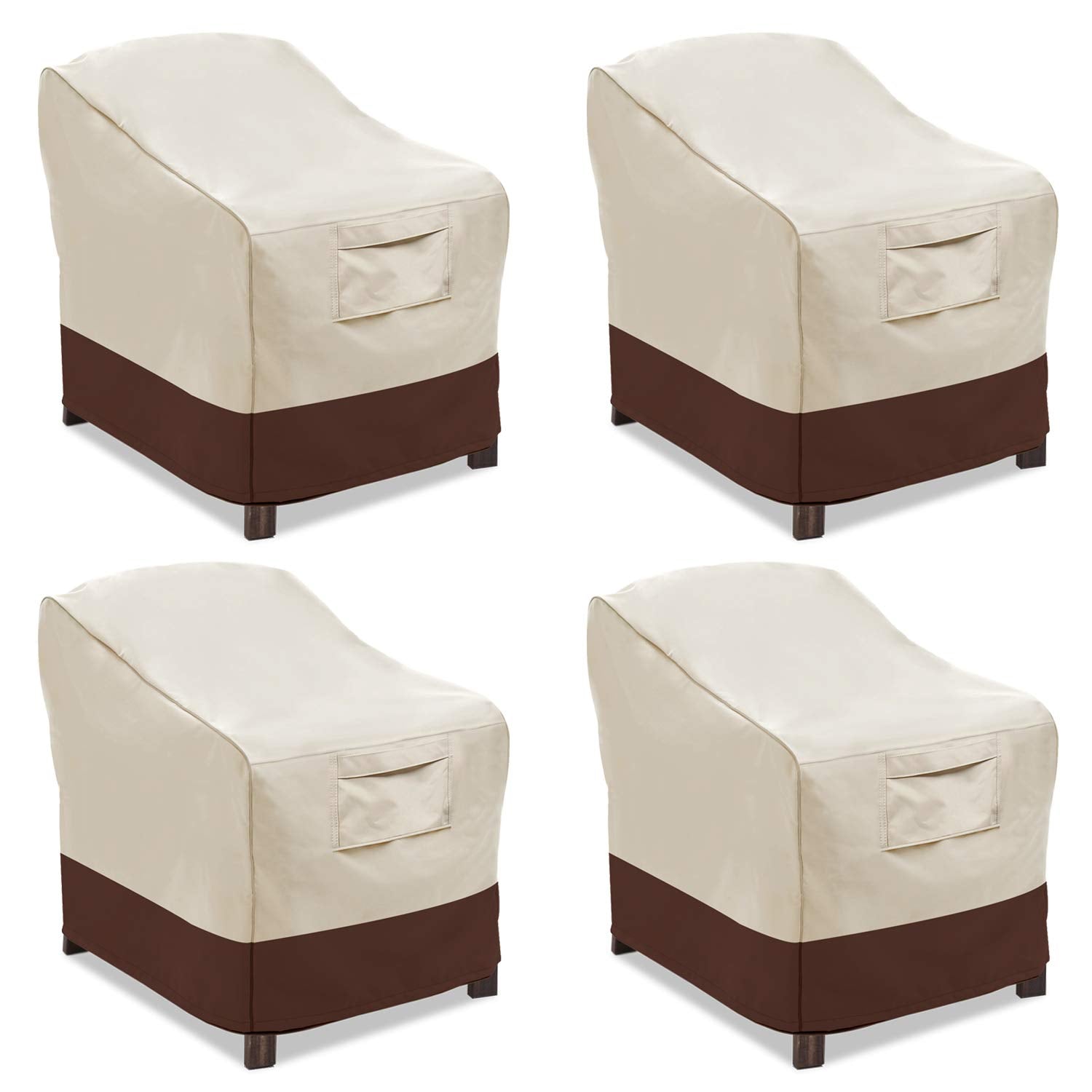 Vailge patio chair cover in beige and brown, front view