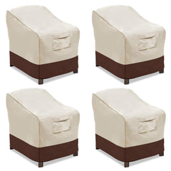 Vailge patio chair cover in beige and brown, front view
