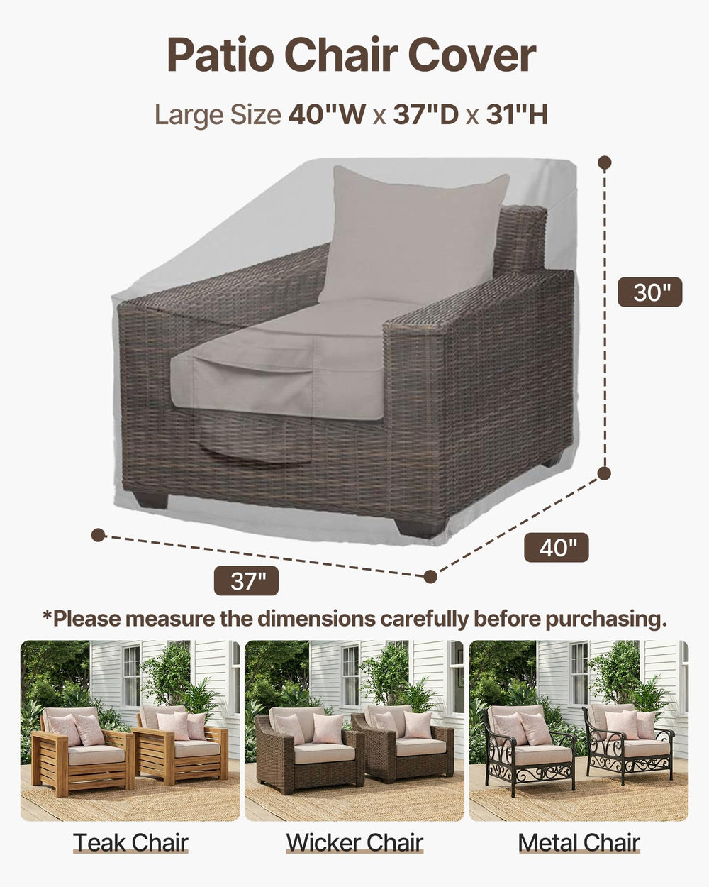 Vailge Patio Chair Cover showing waterproof feature