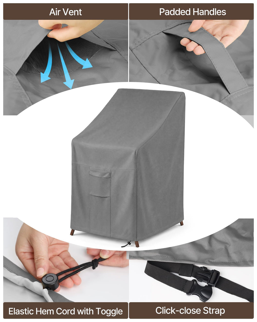 Vailge patio chair cover with ventilation air vents