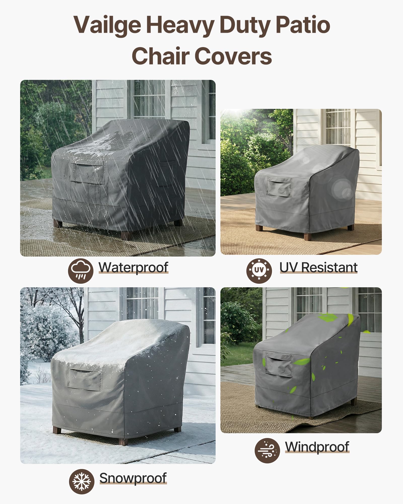 Vailge Patio Chair Covers demonstrating waterproof feature