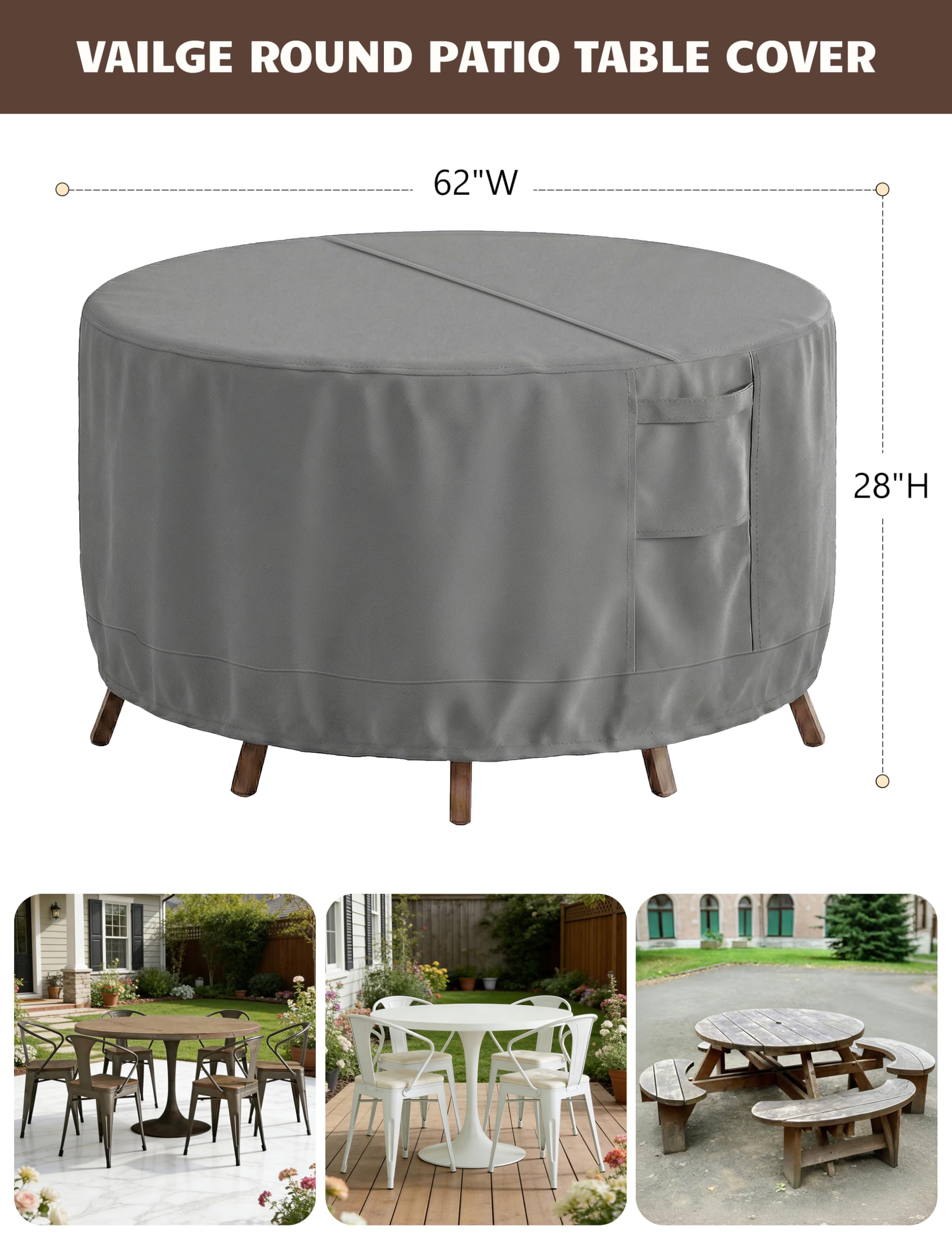 Vailge patio cover with click-close straps