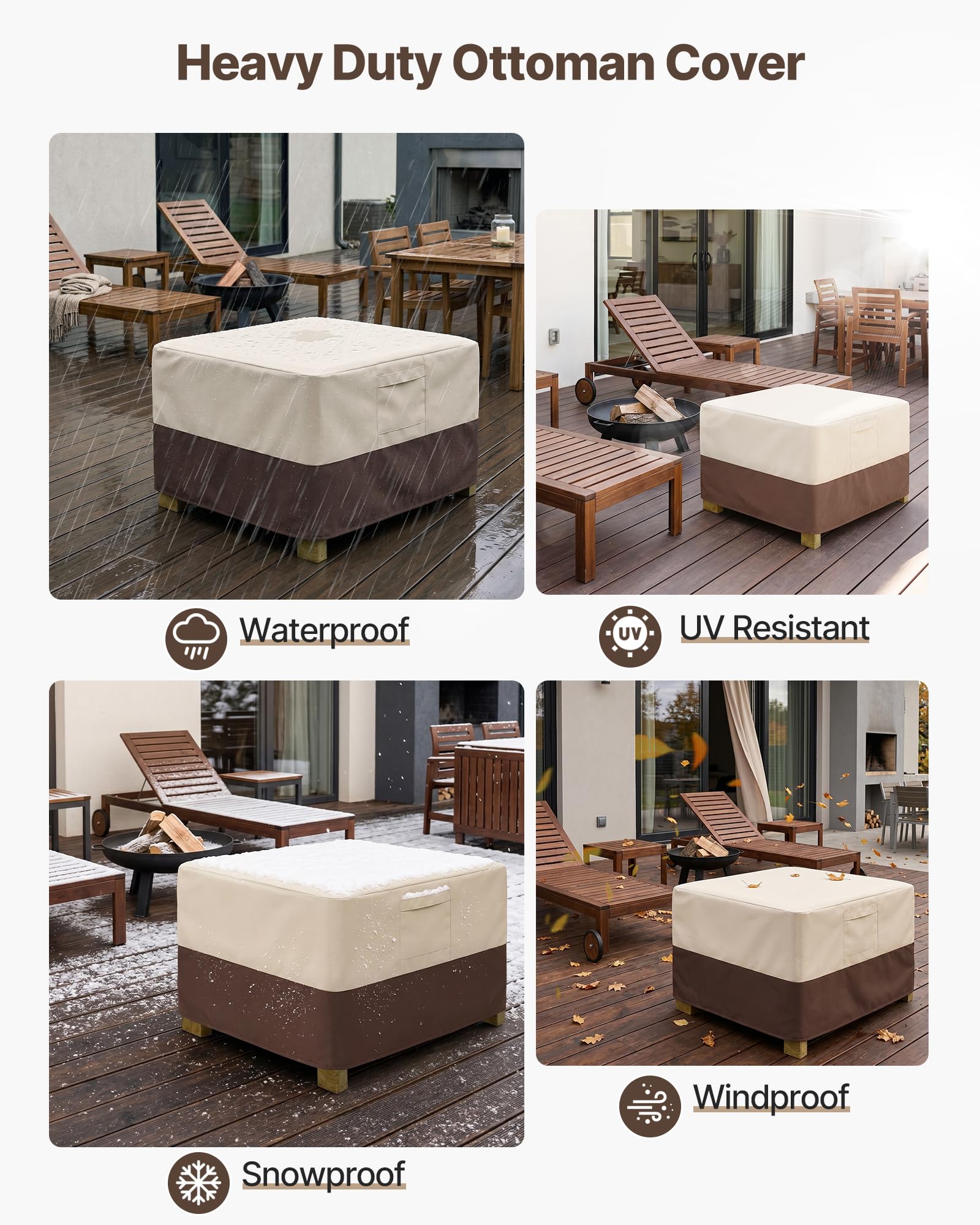 Vailge Patio Ottoman Cover packaging front view