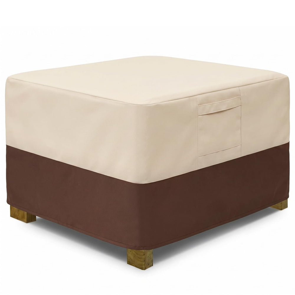 Vailge Patio Ottoman Cover Square beige and brown front view