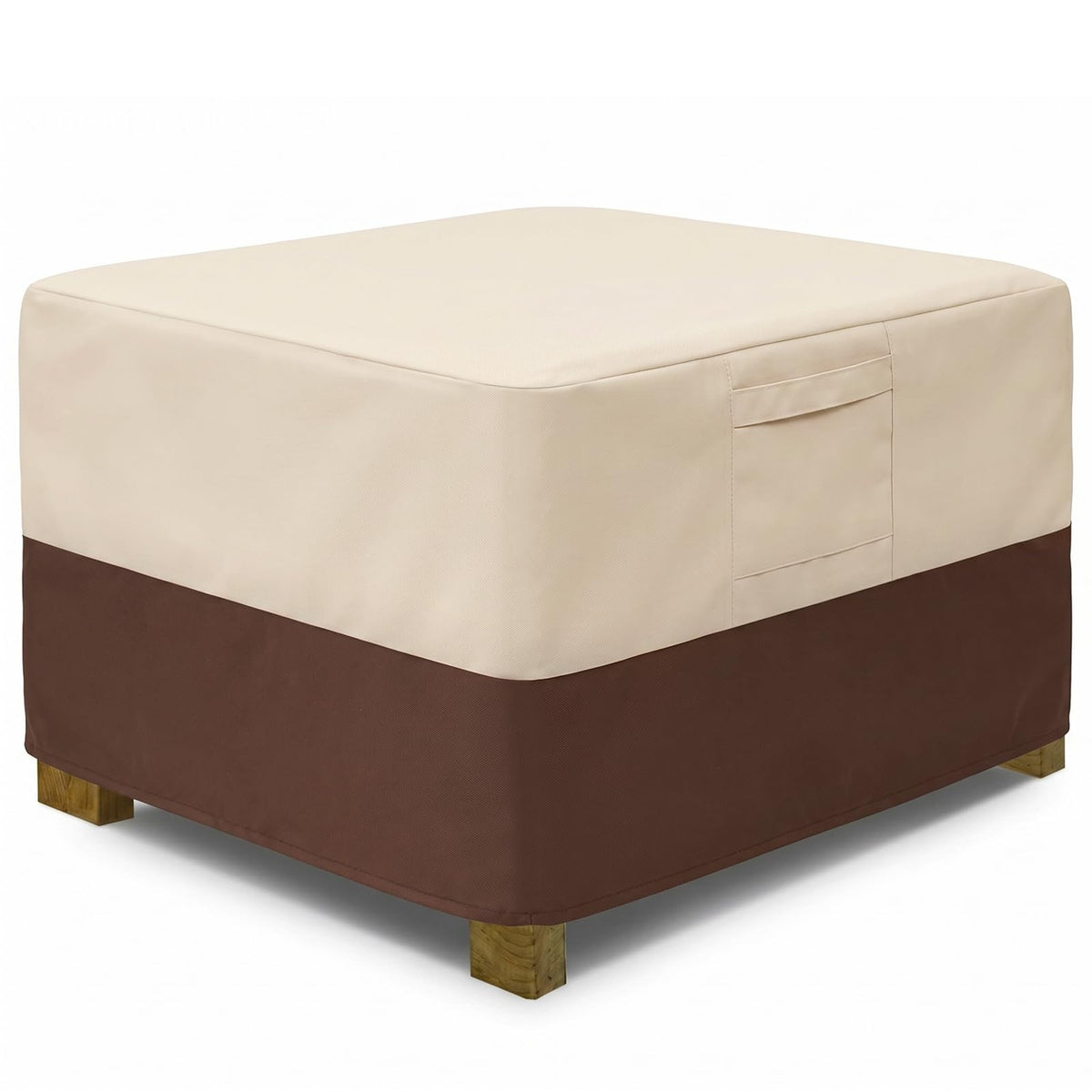 Vailge Patio Ottoman Cover Square beige and brown front view
