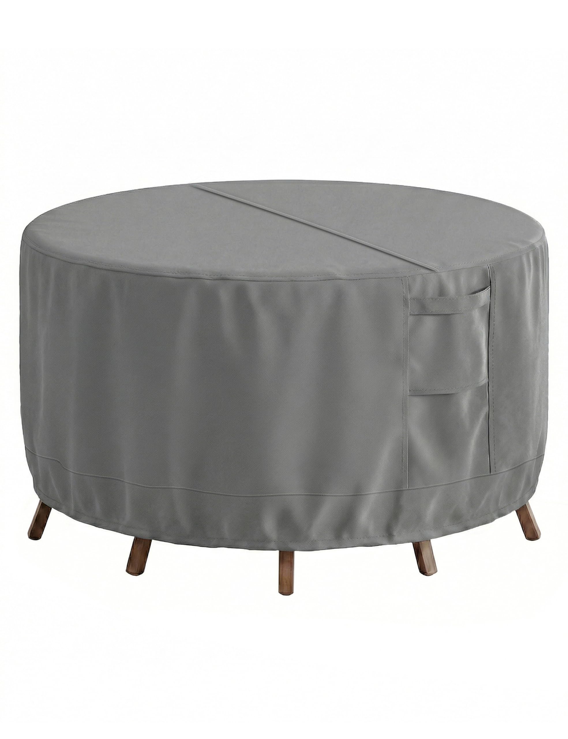 Vailge round patio table cover 72" diameter grey front view