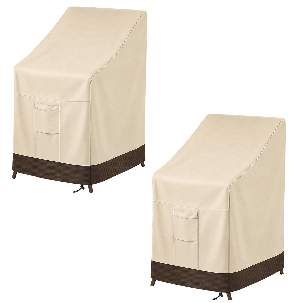 Vailge Stackable Patio Chair Cover front view, Beige & Brown