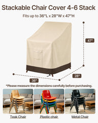 Vailge Stackable Patio Chair Cover side view with handles