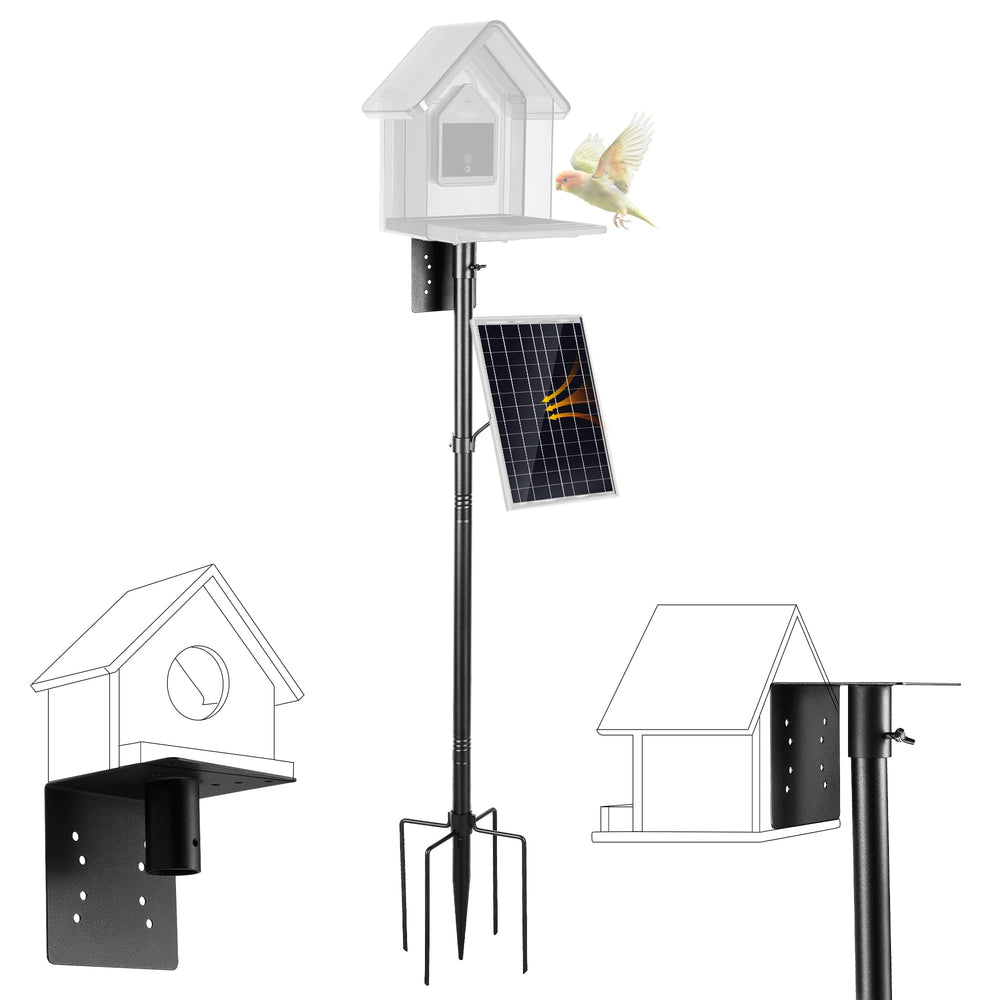 vakiav bird house pole kit with black metal finish