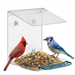 vakiav Window Bird Feeder front view with clear acrylic design