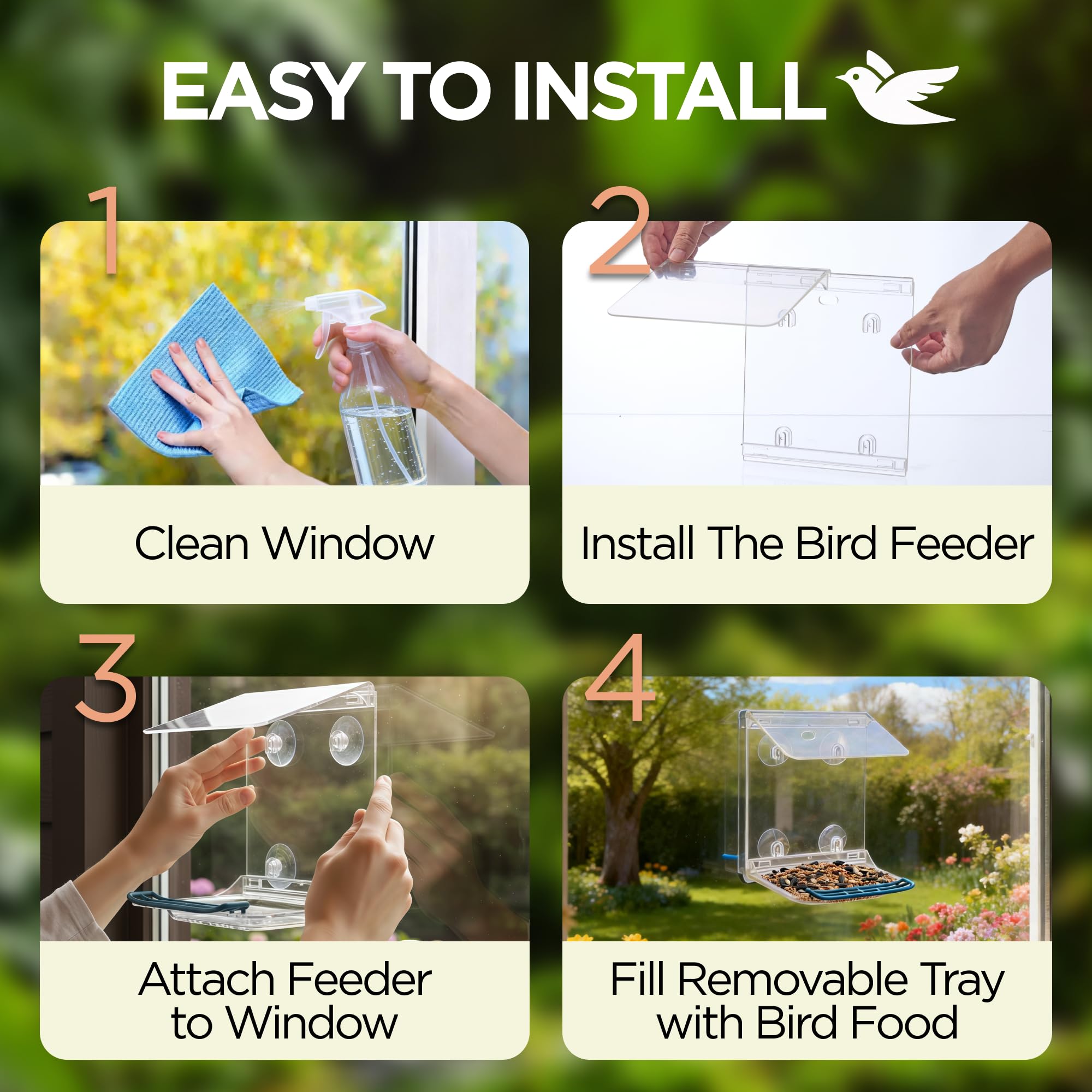 vakiav Window Bird Feeder package contents including screws