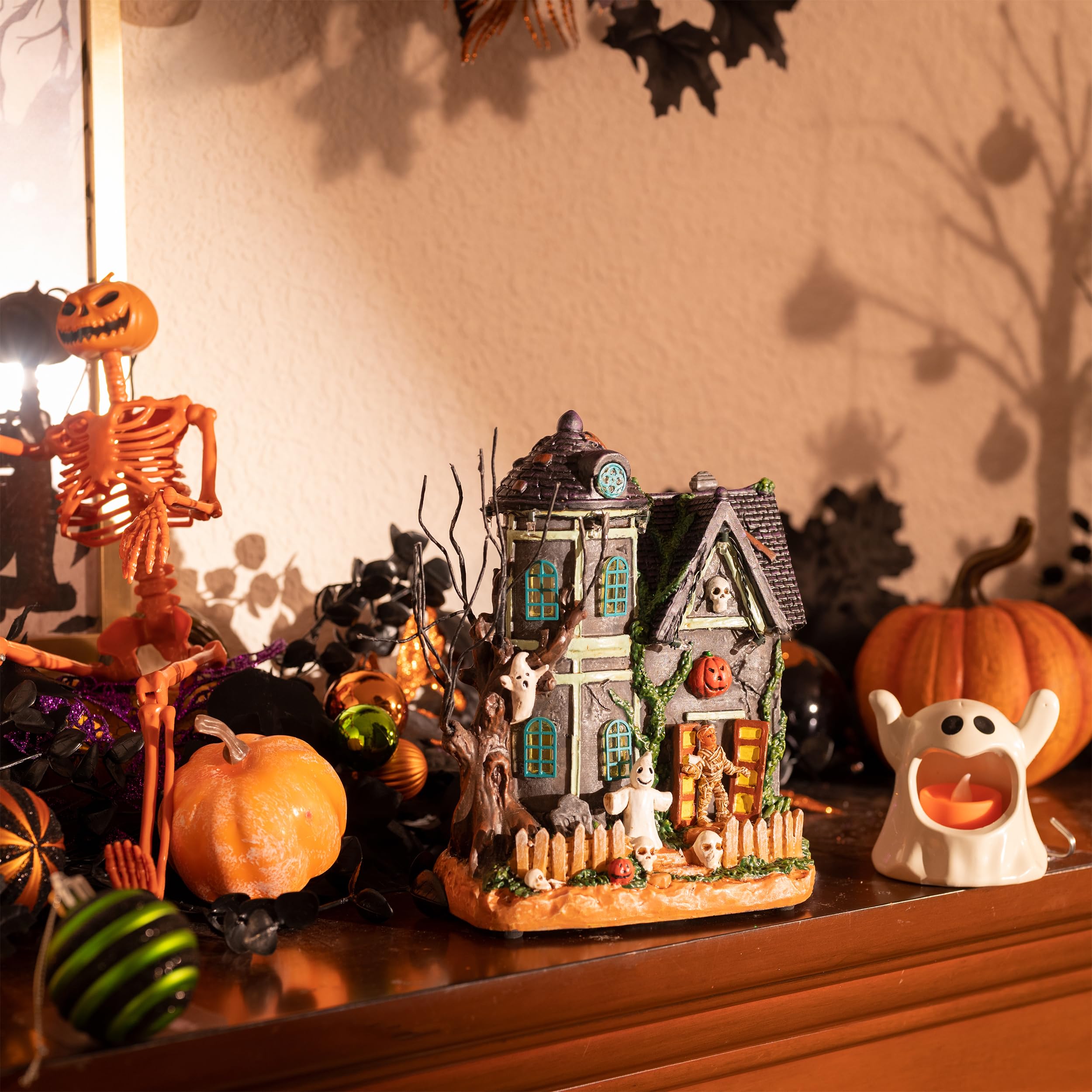 Valery Madelyn Halloween Village House close-up of sound button