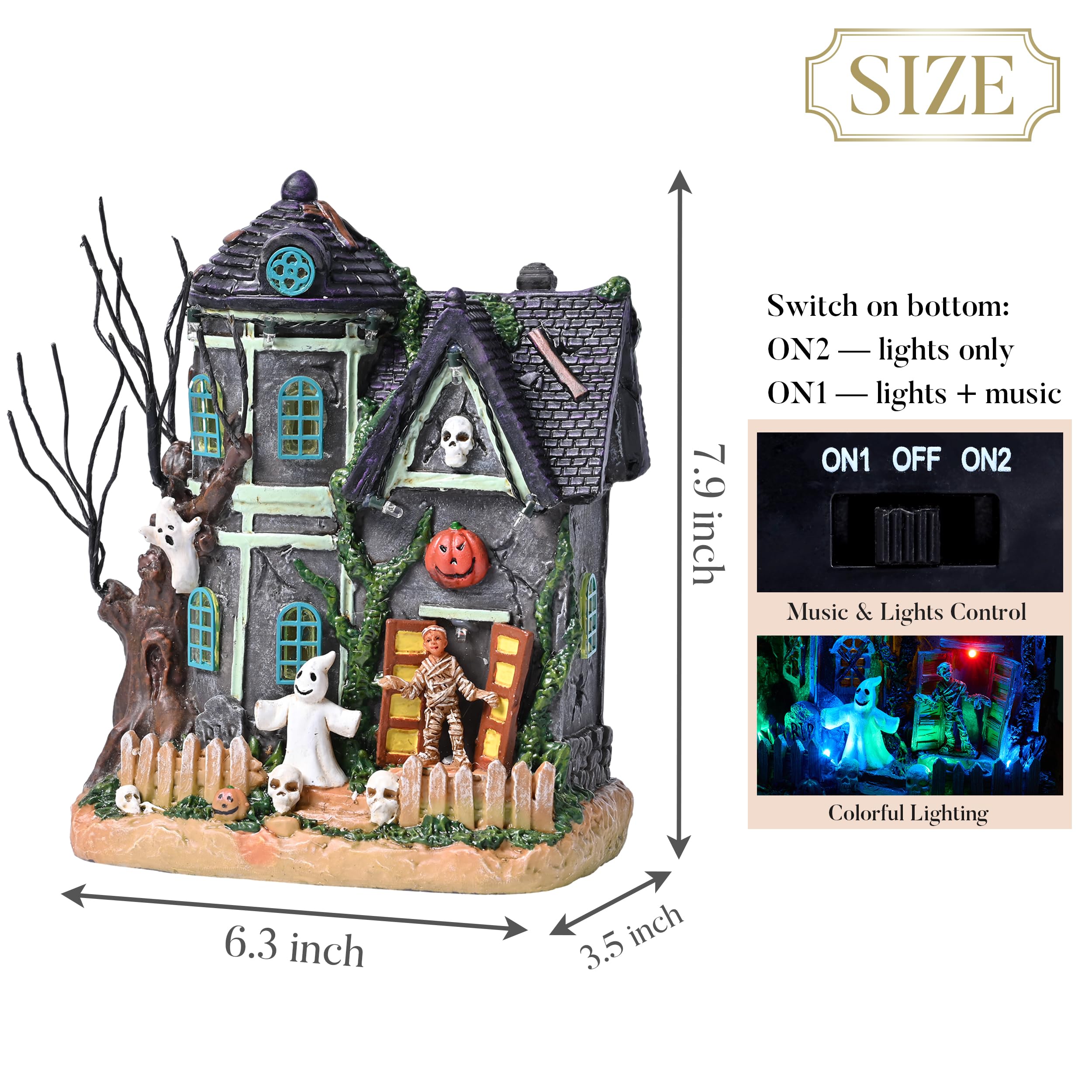Valery Madelyn Halloween Village House with LED lights glowing