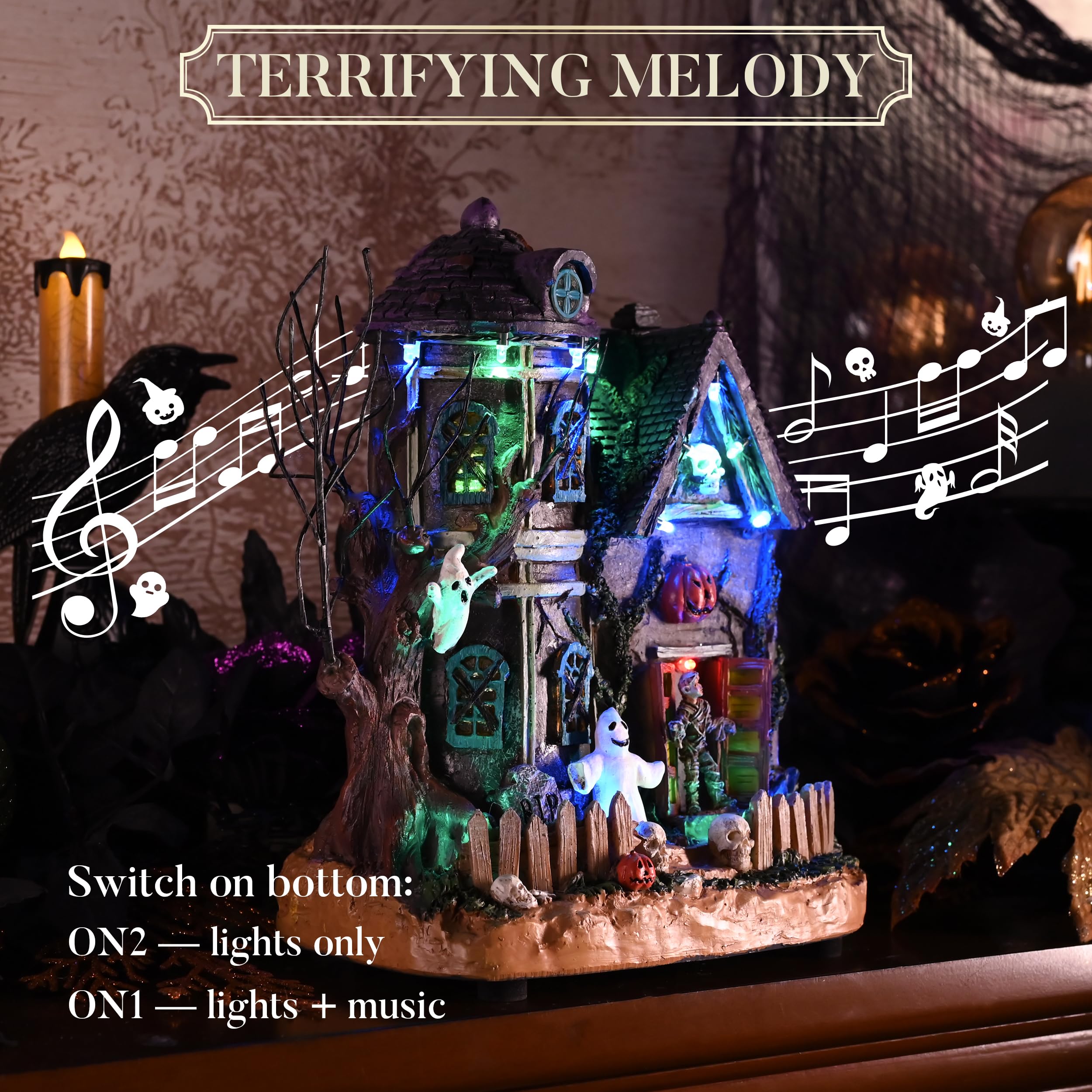 Valery Madelyn Halloween Village with multicoloured lights