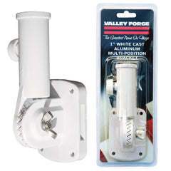 Valley Forge Multi-Position Flag Bracket front view with white finish