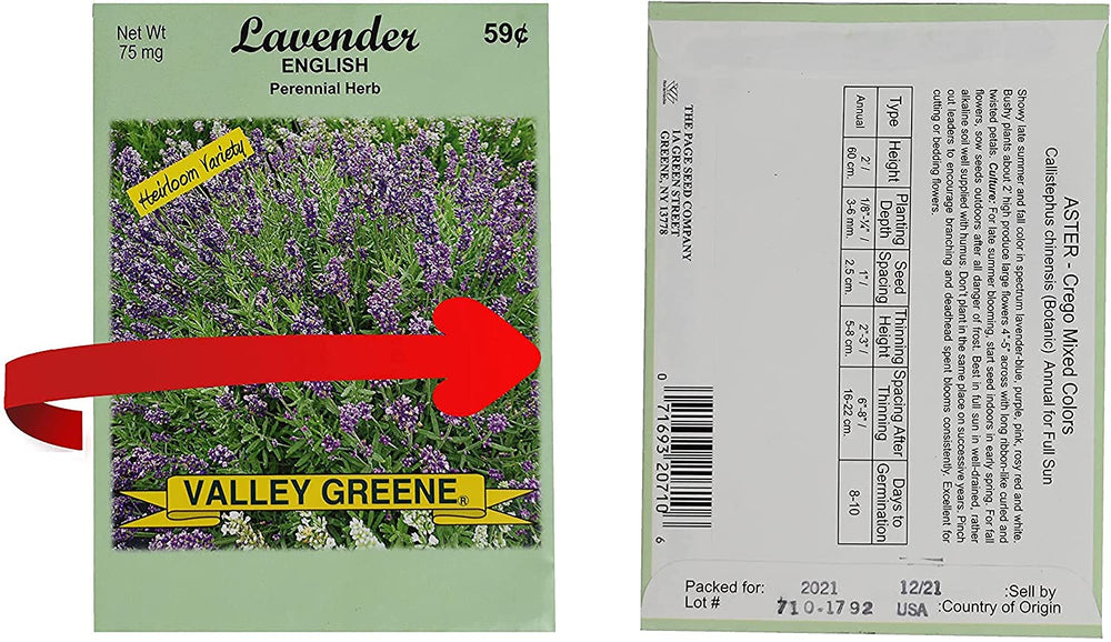 Valley Greene flower seed packets with garden background