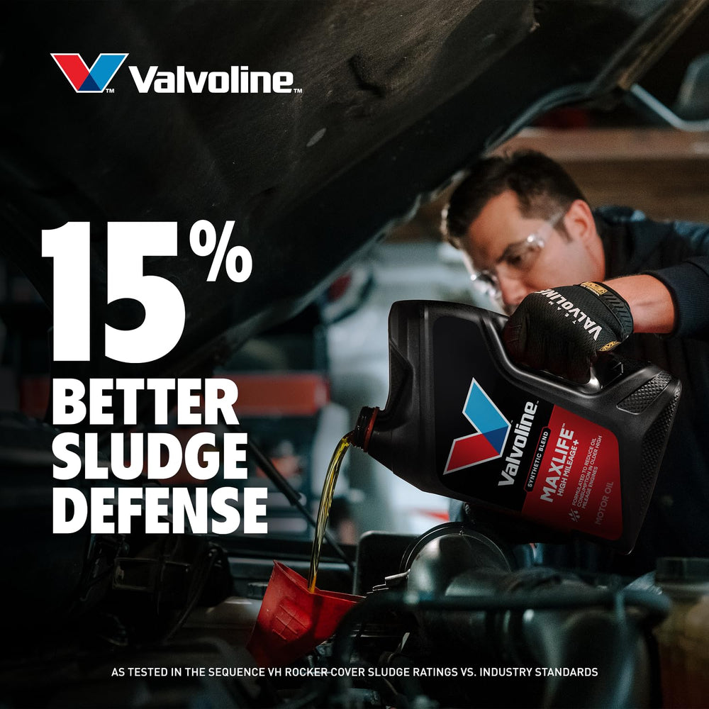 Valvoline High Mileage 150K 5W-20 Motor Oil 5 Quart on a workbench
