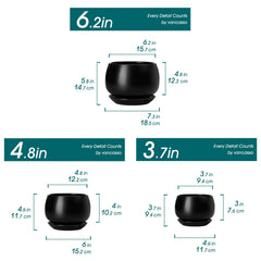 vancasso 3-Pack Ceramic Plant Pots, 4.8 inch, side view
