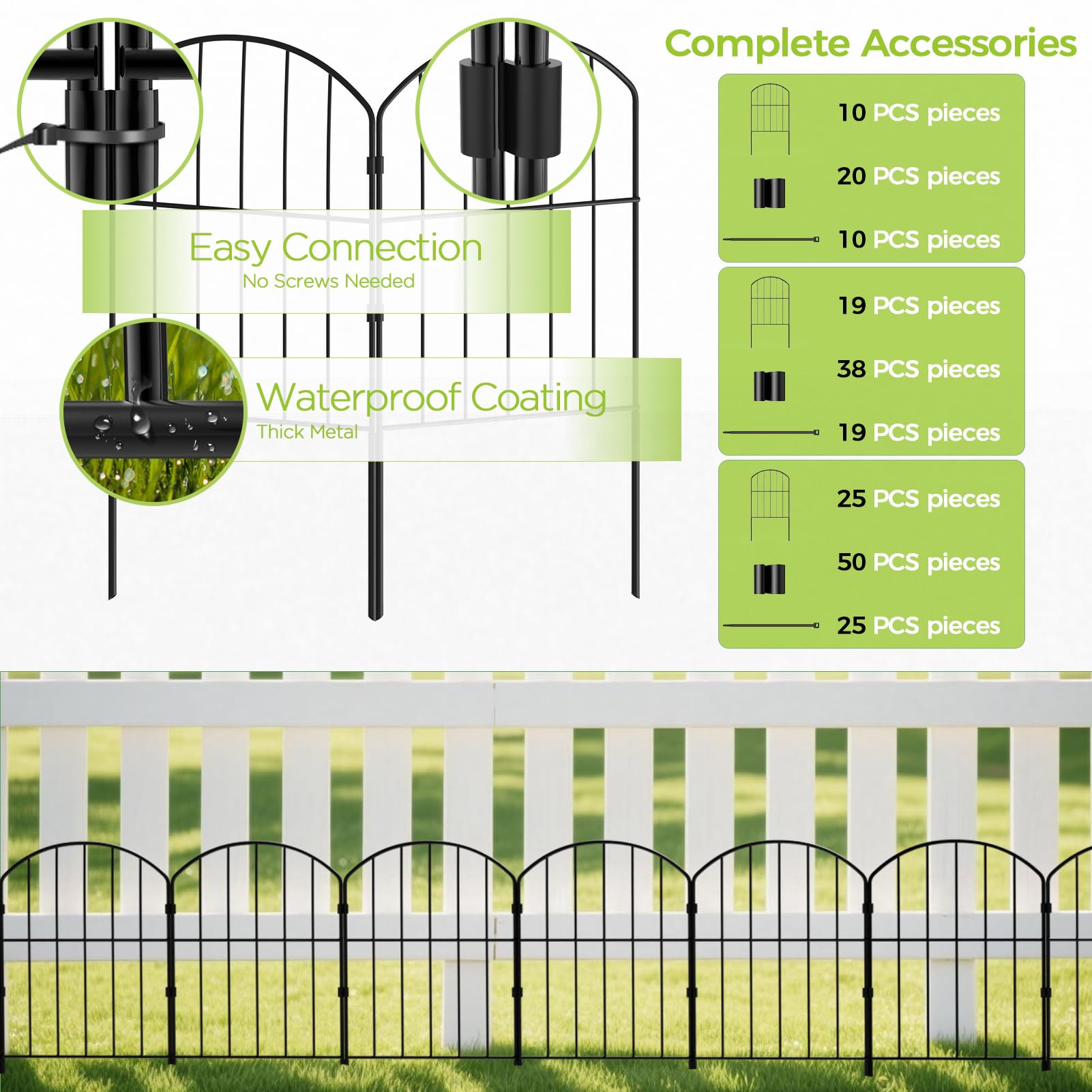 VANCASTLE Decorative Garden Fence arched design close-up