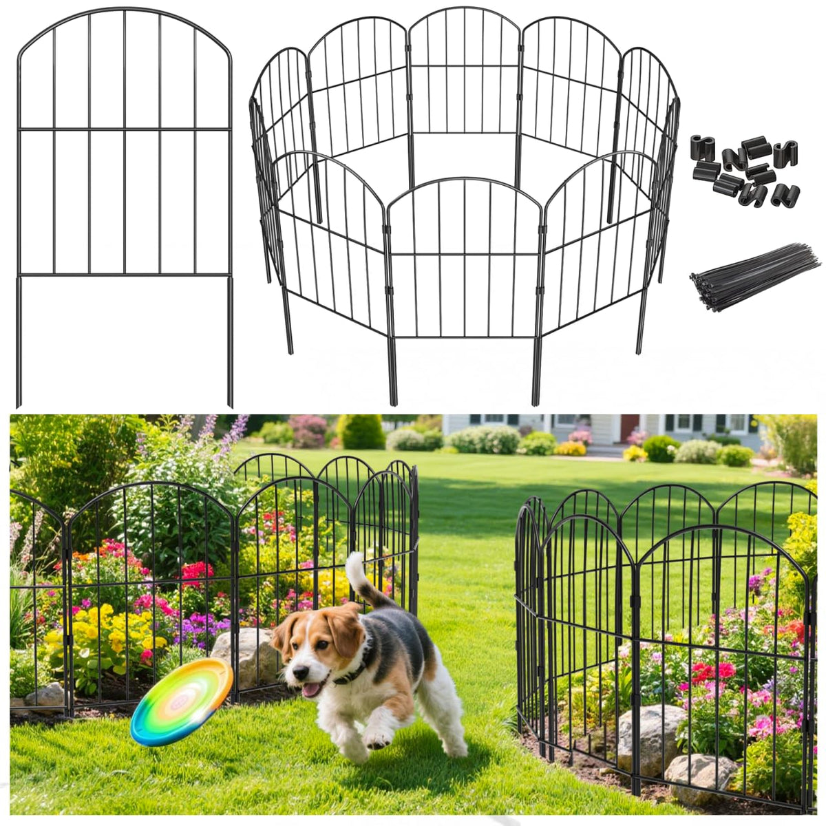 VANCASTLE Decorative Garden Fence black panel front view