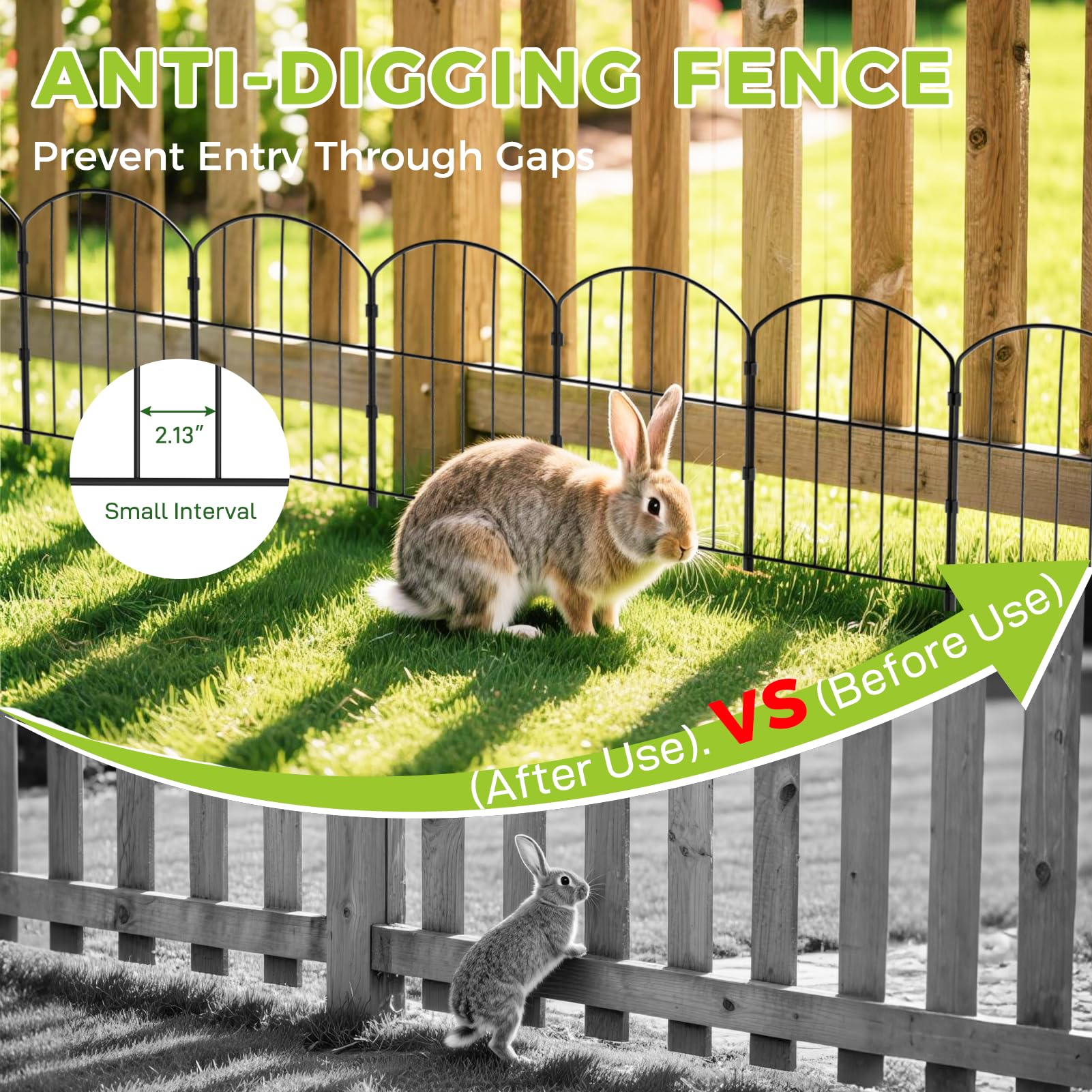 VANCASTLE Decorative Garden Fence in garden with flowers