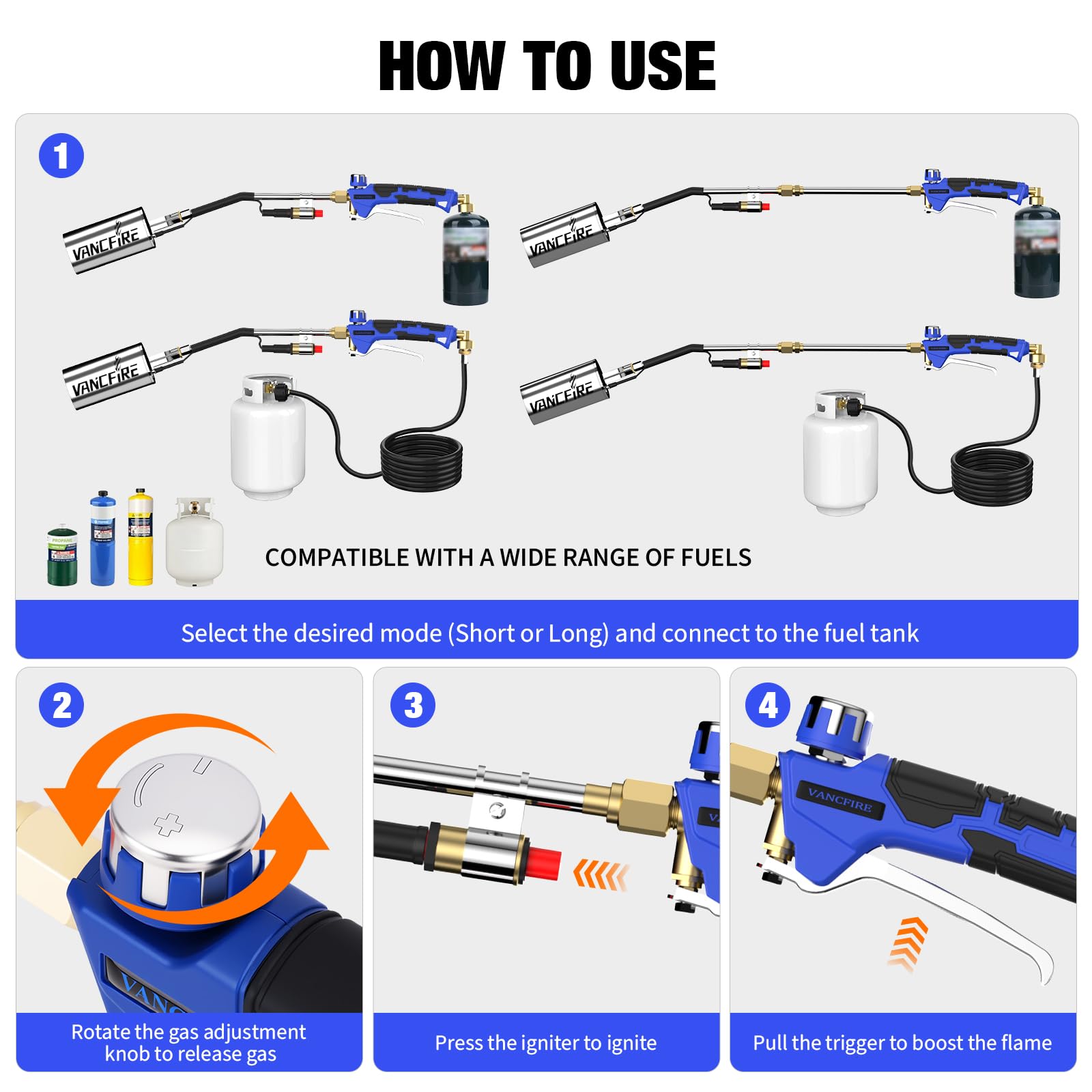 VANCFIRE propane torch long mode for ice melting