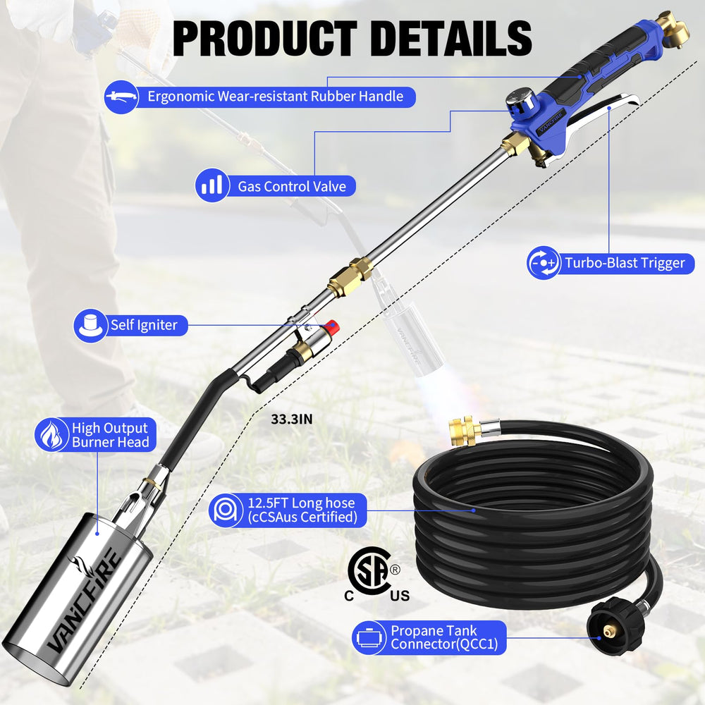 VANCFIRE propane torch with 12.5FT hose for weeding