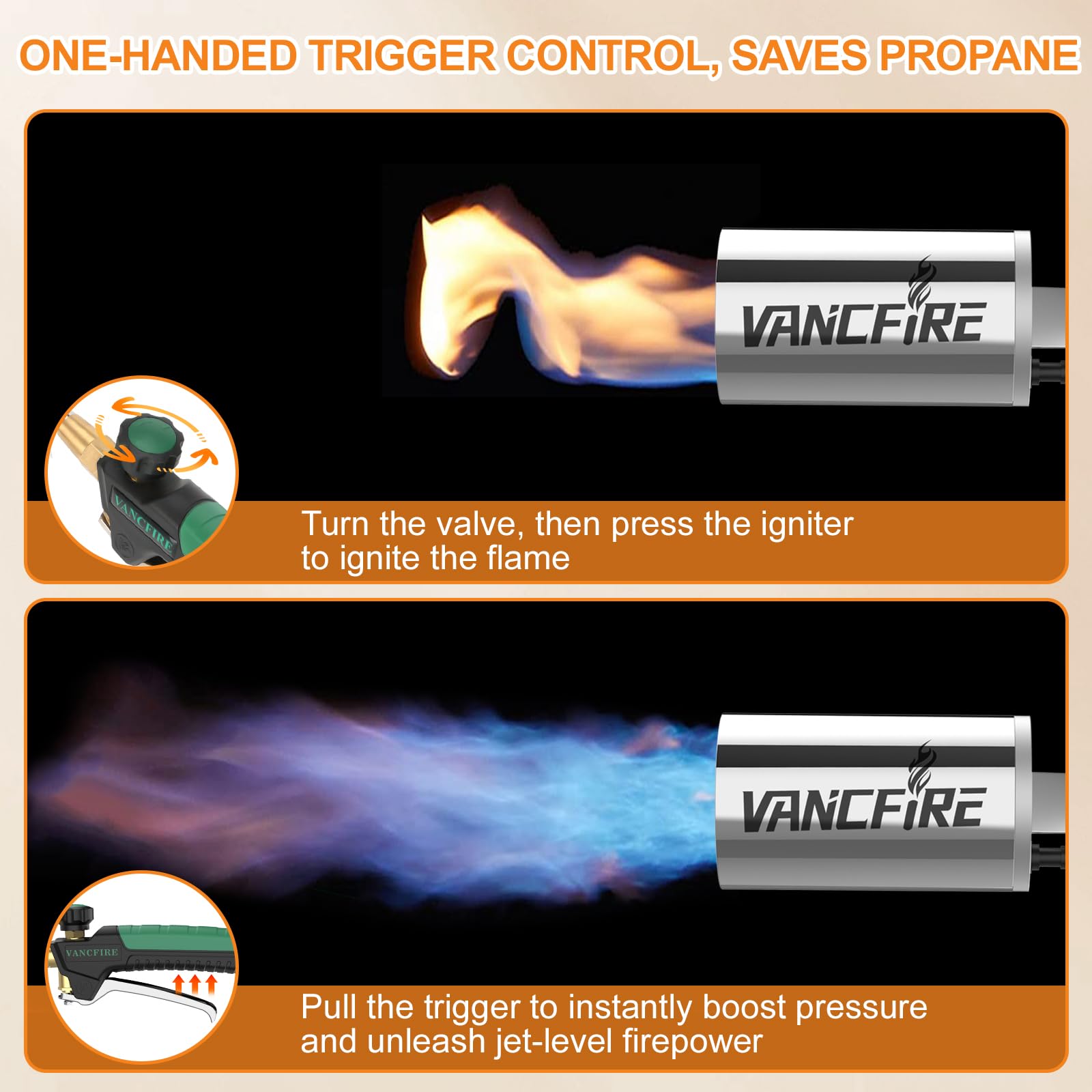 VANCFIRE propane torch with extended 10 ft hose