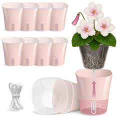 Vandorelle 3-inch self-watering pot in dusty pink with clear inner cup
