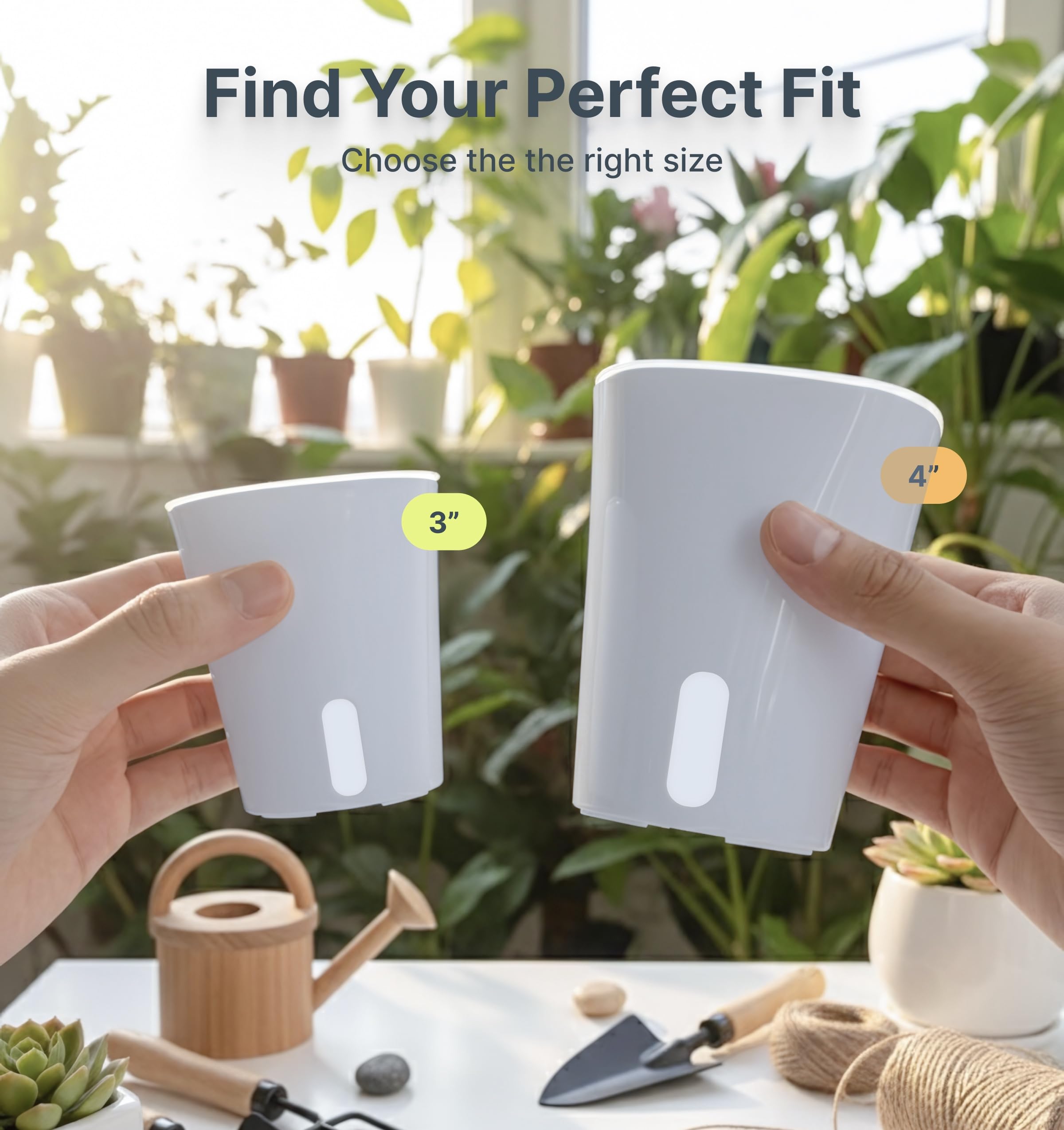 Vandorelle self-watering pot showing built-in water window