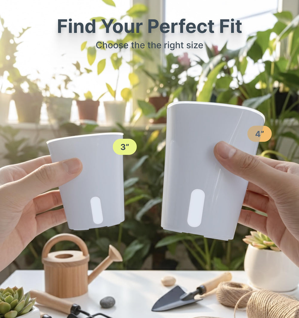 Vandorelle self-watering pot showing built-in water window