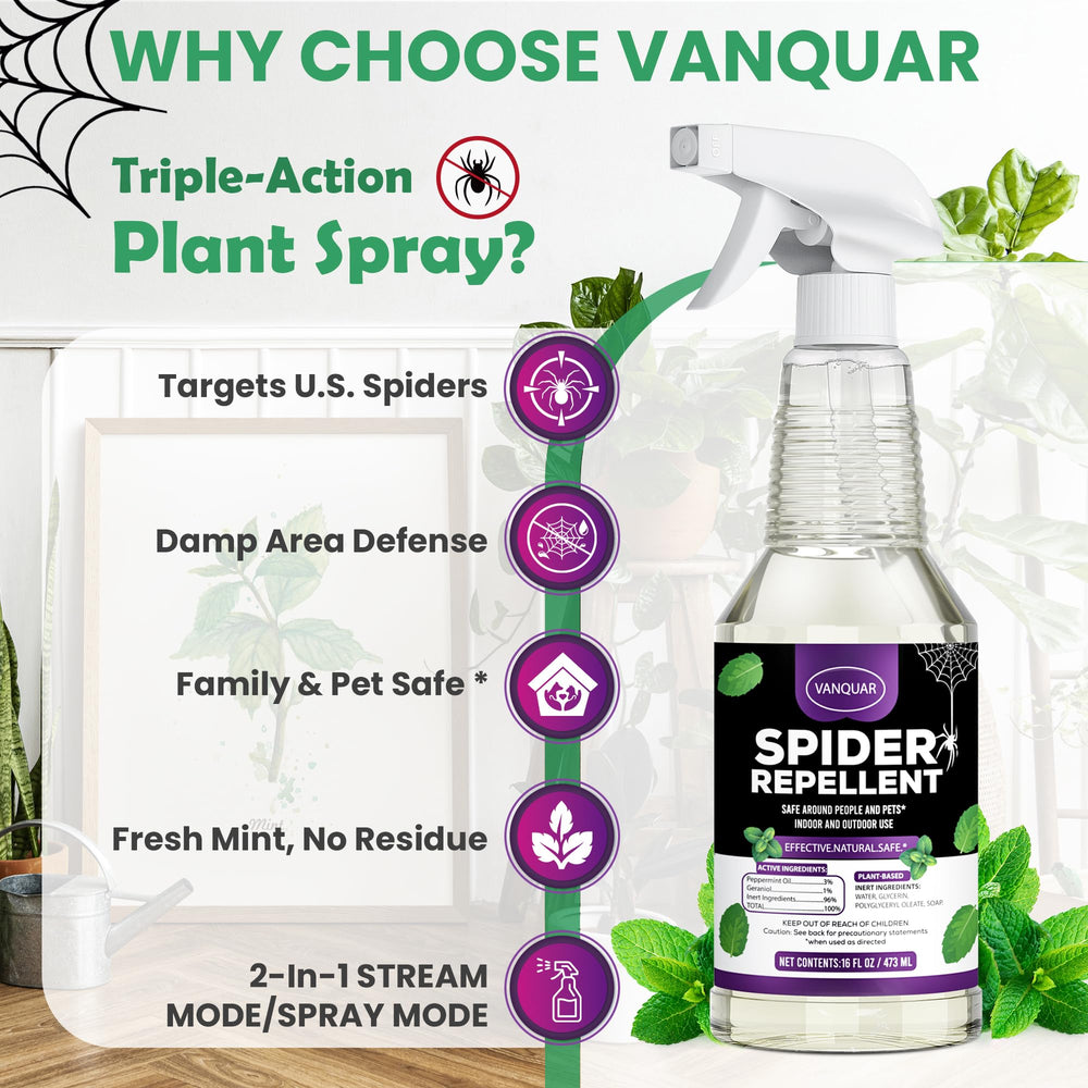 Vanquar Peppermint Oil Insect Repellent Spray 16 oz back view