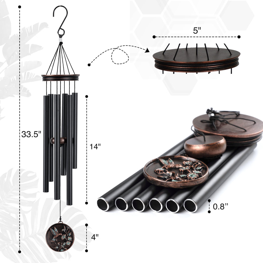 Vanquer Vintage Wind Chimes with embossed hummingbird design