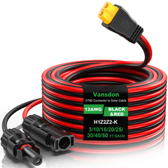 Vansdon 12AWG XT60 Solar Cable 30FT front view
