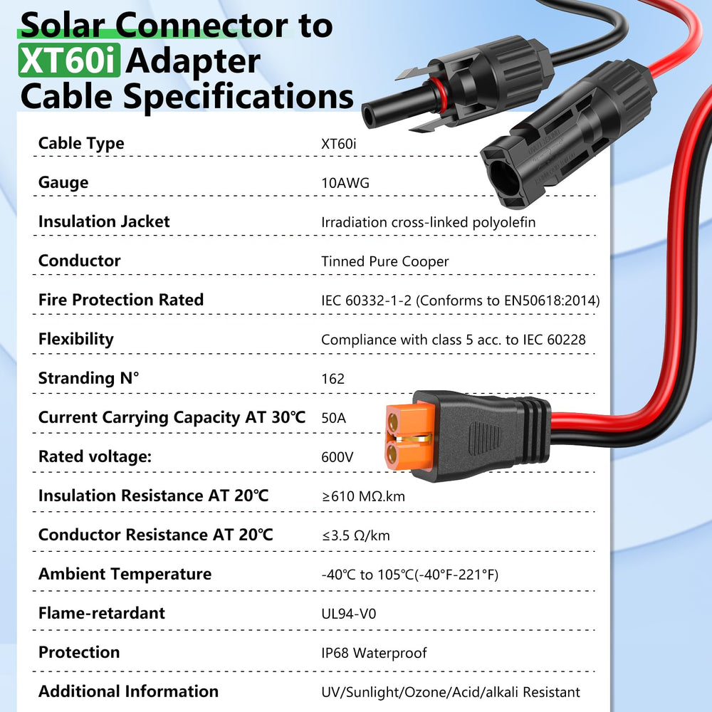 Vansdon Solar to XT60i Cable showing flexibility and bend test