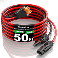 Vansdon Solar to XT60i Extension Cable 10AWG 50FT front view