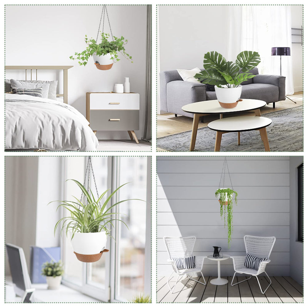 Vanslogreen 10 inch self watering hanging planter with rust-resistant chain