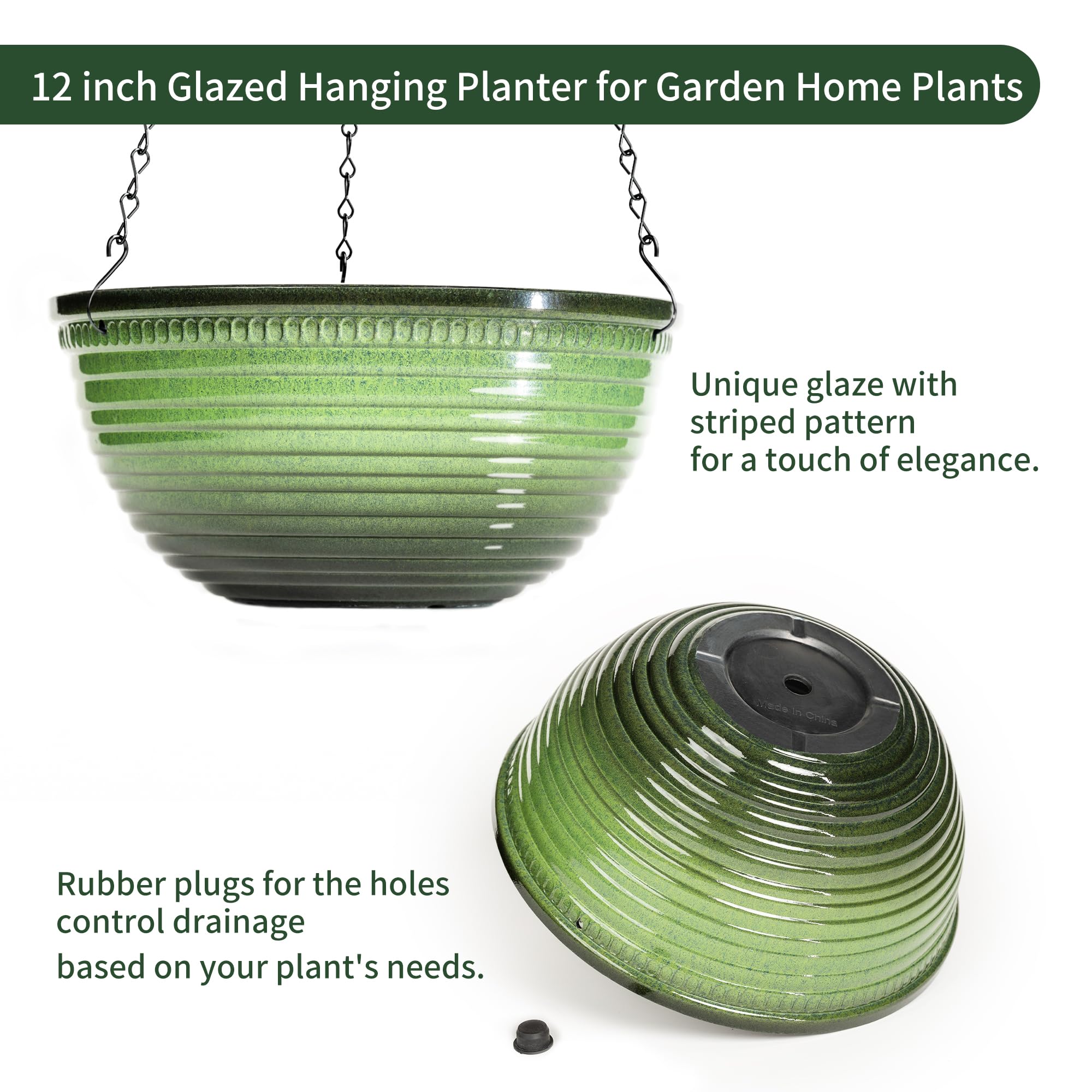 Vanslogreen 12 Inch Hanging Planter from the side