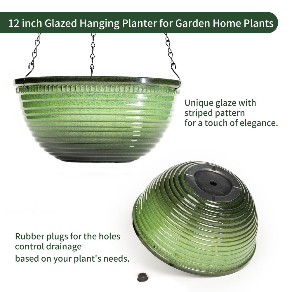 Vanslogreen 12 Inch Hanging Planter from the side