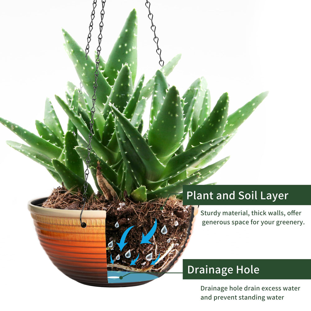 Vanslogreen 12 Inch Hanging Planter in outdoor garden setting